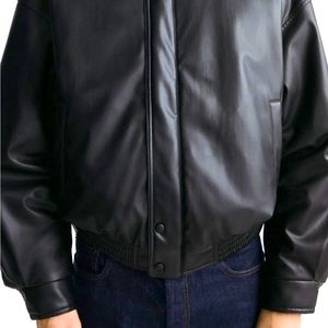 Men’s Zara leather (faux) bomber jacket
